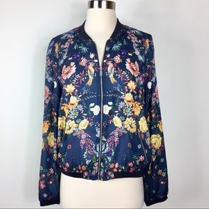 Zara Satin Floral Bomber Jacket Size L